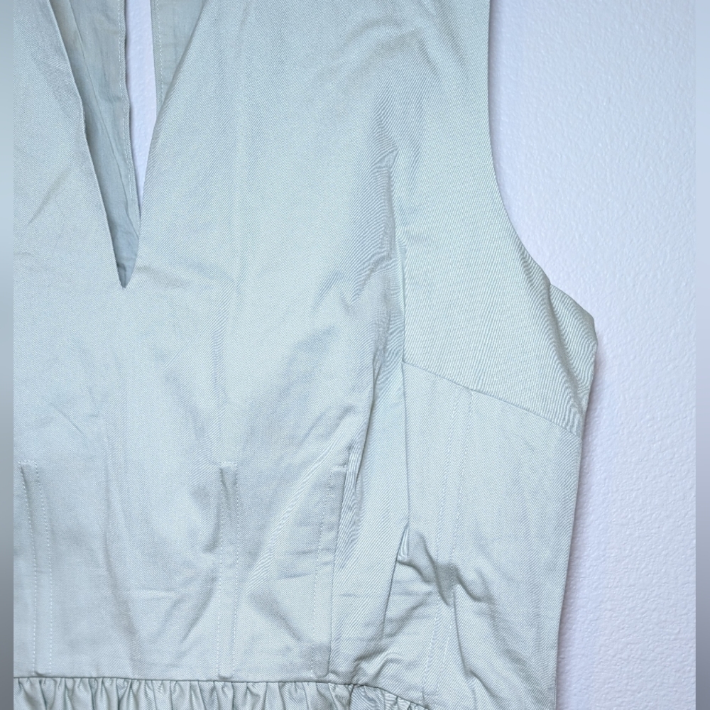 NEW Reiss Liza 100% Cotton Corset Midi Dress in Sage - Picture 6 of 15